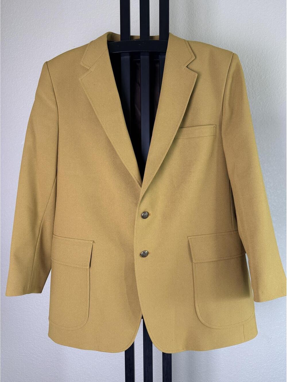 Vintage Century 21 Gold Blazer Sport Coat Real Estate Mens 44R Realtor Costume